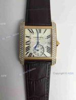 Copy Swiss Cartier Tank MC Yellow Gold Diamond Bezel Watch